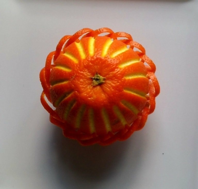 frugt udskæring appelsinskal design idé dekoration nybegynder