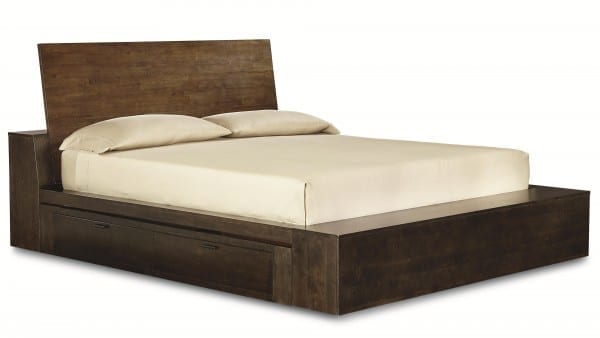 møbler-soveværelse-mørk-lakeret-træ-lavprofil-platform-seng-med-enkeltsideskuffe-træ-queen-seng-stel-med-skuffer