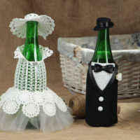 DIY dekorace láhve pro nevěstu a ženicha
