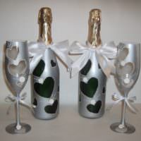 Champagneflaska dekor i grått