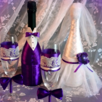 Flaskdekor för bröllop i lila