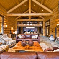 Design av stue i et tømmerhus
