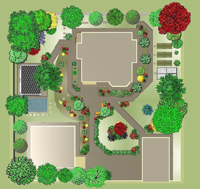תוכנית-תכנית של פרויקט נוף של חלקת גן