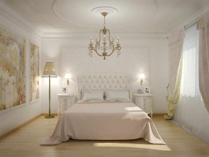 esimerkki makuuhuoneen seinien tyylin kauniista suunnittelusta