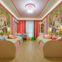 غرفة لفتاتين بألوان وردية