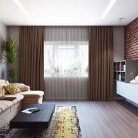Tehlová stena v dizajne obývačky
