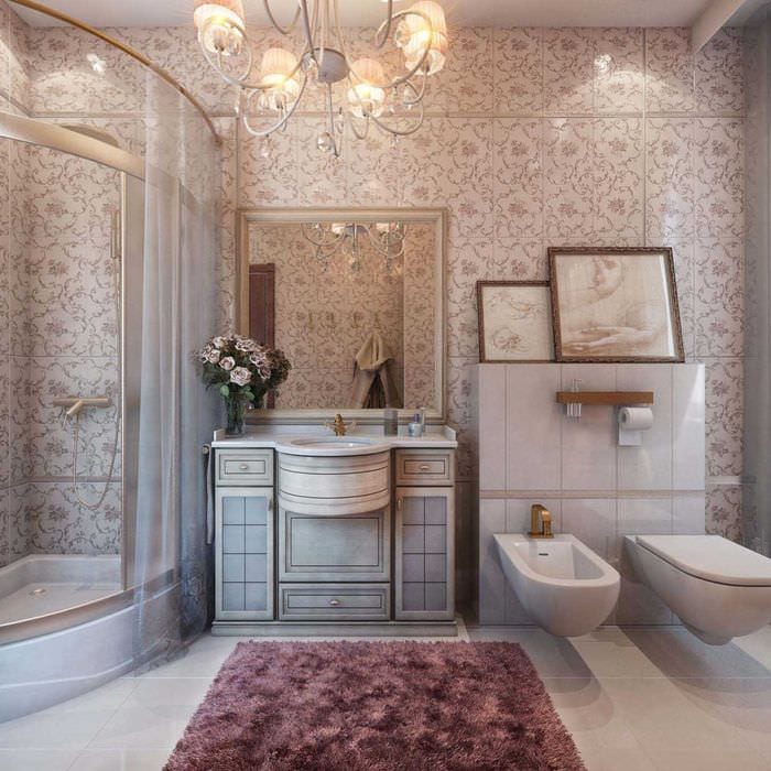 идеята за ярък стил на баня в класически стил
