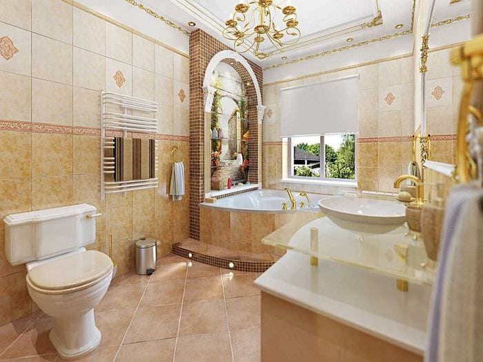 идеята за светъл интериор на баня в класически стил