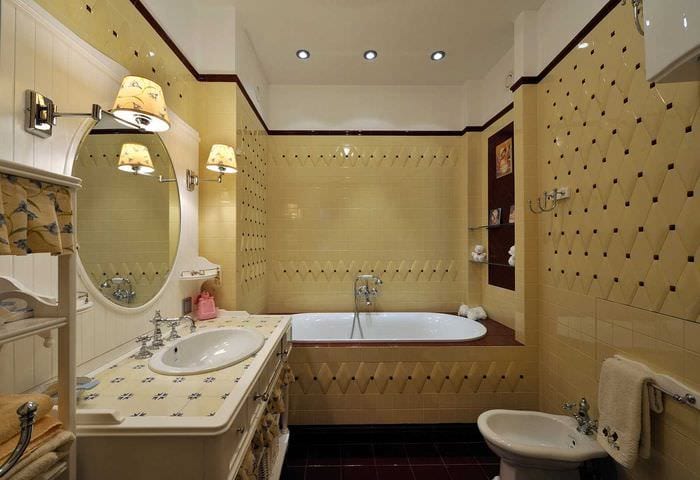 en variant af et smukt badeværelsesdesign i klassisk stil