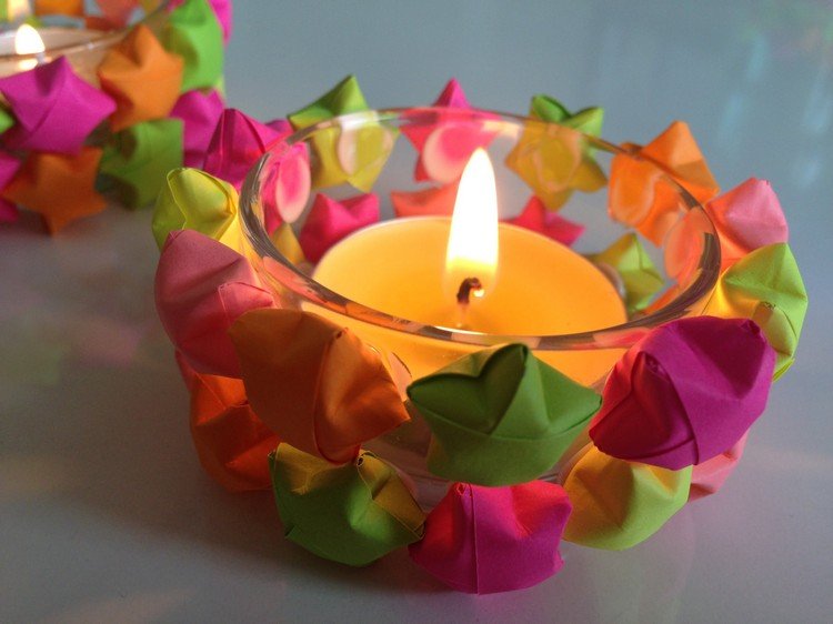 Origami stjerne fold jul heldig stjerne-glas-fyrfadsholder-limet
