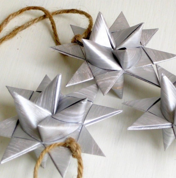 origami-stjerne-folder-jul-sølv-glad-stjerne-træ dekorationer