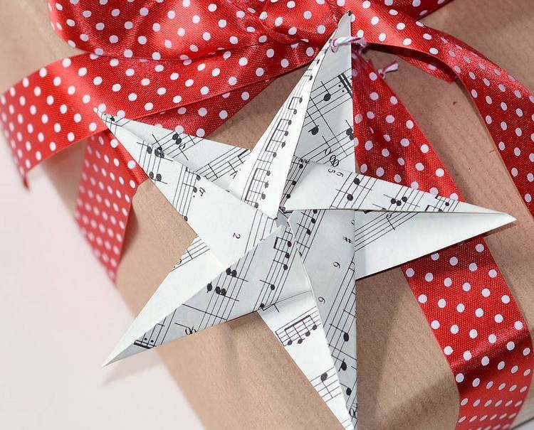 Origami stjerne fold julemusik arkmærker