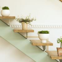 Hyllor för inomhusväxter på trappräcket