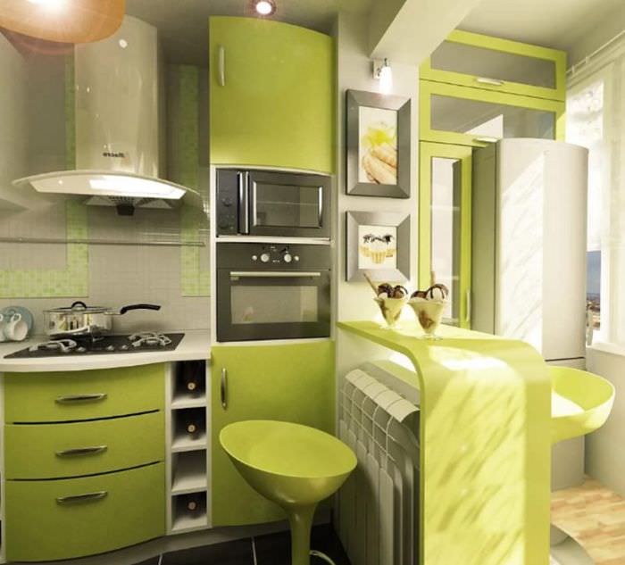 Светло зелена кухня в модерен стил