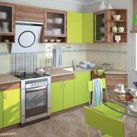 Кафяво-зелен кухненски комплект