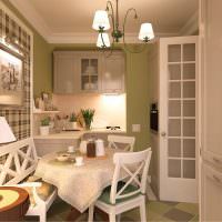 Provence-kjøkken i en leilighet i en etasjes bygning