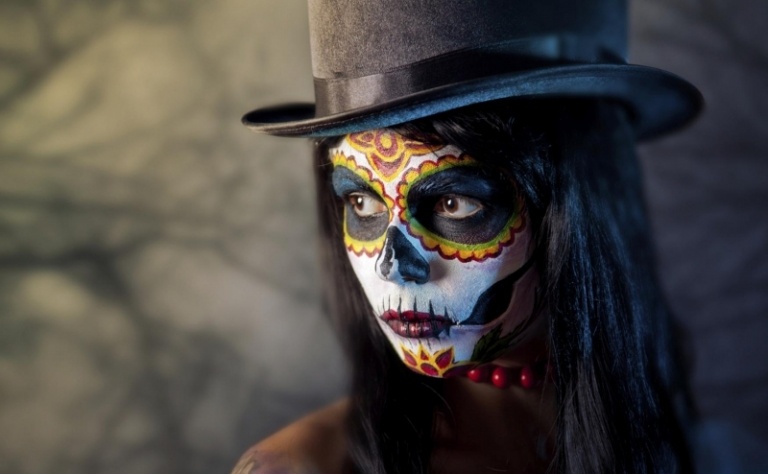 Halloween make-up tips kvinde ideer kranium