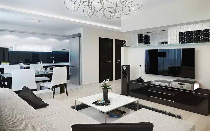 ideen om en moderne innredning for en stue i en 3-roms leilighet