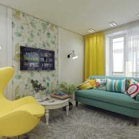 mulighet for et vakkert innvendig soverom i et 3-roms leilighetsfoto