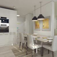 ideen om den vakre innredningen på kjøkkenet i et 3-roms leilighetsfoto