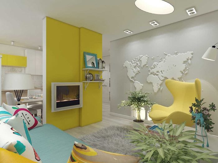 versjon av det moderne interiøret på soverommet i en 3-roms leilighet
