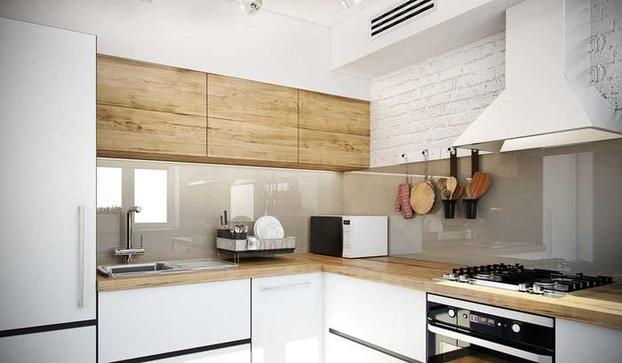 un exemplu de frumos decor de bucătărie de 8 mp