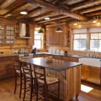 die Idee einer hellen Küchengestaltung im rustikalen Stil Foto
