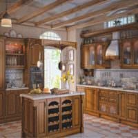 Beispiel für eine helle Innenküche in einem rustikalen Stilbild