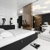 Černá postel s bílou matrací
