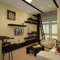 Interiér obývacího pokoje s vysokým stropem