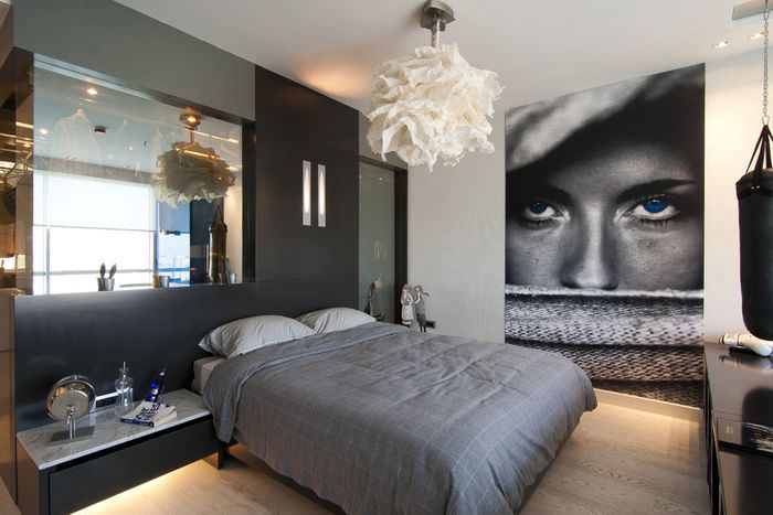 Fotomalerier i designet af et ungdoms soveværelse i en moderne stil