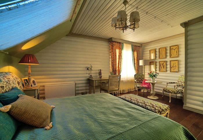 спалня в дървена къща Прованс