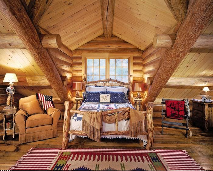 спалня в дървена къща