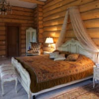 спалня в дървена къща елегантни мебели