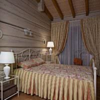 спалня в интериор на дървена къща