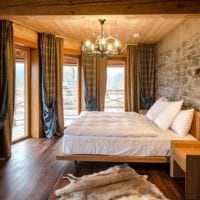 спалня в дървена къща модерен интериор