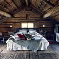 спалня в дървена къща стилен дизайн