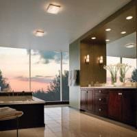 Option eines hellen Stils eines Badezimmers mit einem Fensterfoto