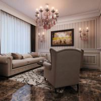 Lesklý obývací pokoj Mramorová podlaha