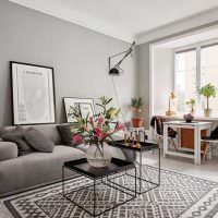 Design obývacího pokoje v odstínech šedé