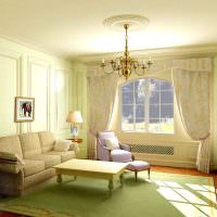 Design obývacího pokoje ve světle zeleném odstínu
