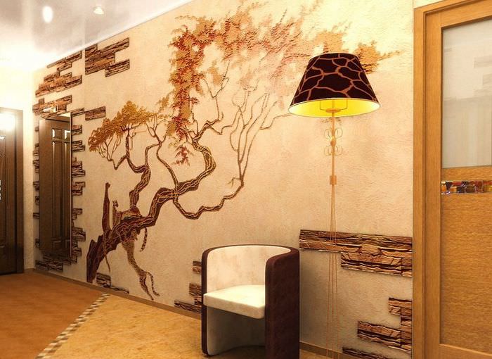 Декориране на стената в коридора с изкуствен камък