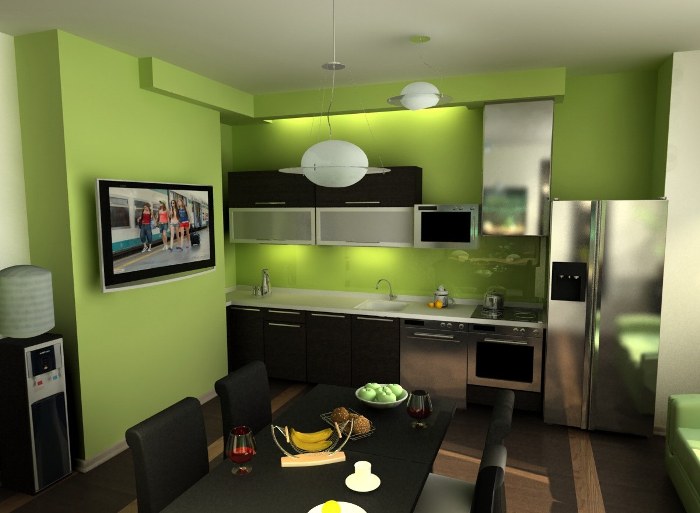 أخضر في تصميم المطبخ.