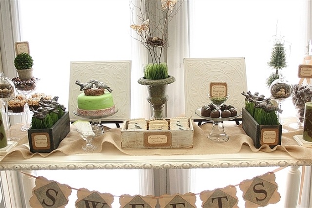 rustikke dekorere ideer påske konsol bord græs spand grene