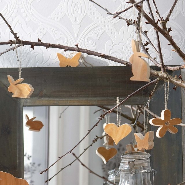 rustikke dekorere ideer påskehus grene vase træ vedhæng