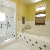 אפשרות של טיח דקורטיבי יפה בתמונה בעיצוב חדר אמבטיה