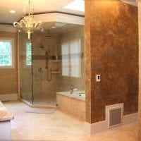 אופציה של טיח דקורטיבי יפה בעיצוב תמונת חדר האמבטיה