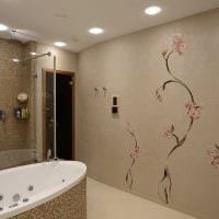 הרעיון של טיח דקורטיבי יפה בתמונה בעיצוב חדר האמבטיה