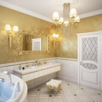 אופציה של טיח דקורטיבי יפה בתמונה בעיצוב חדר האמבטיה