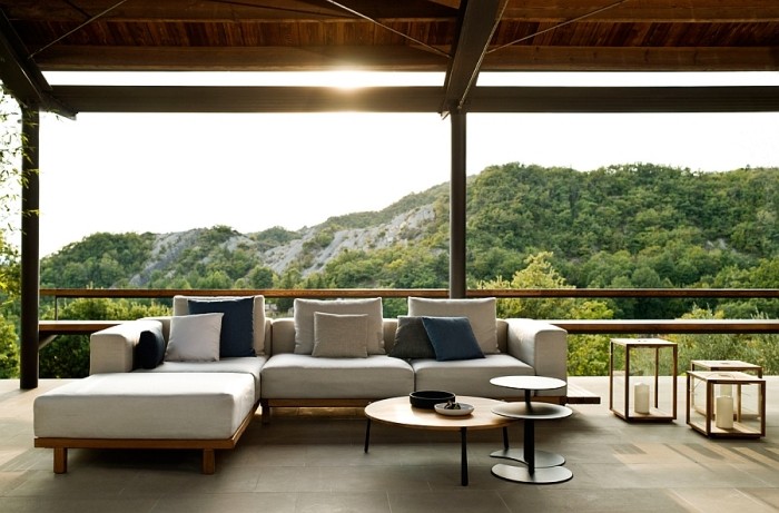 Sofa-udendørs-modul-3-sæders-lounge-have siddepladser-bord bord-runde